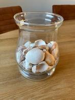 Glazen pot met decoratieve schelpen, Ophalen, Gebruikt