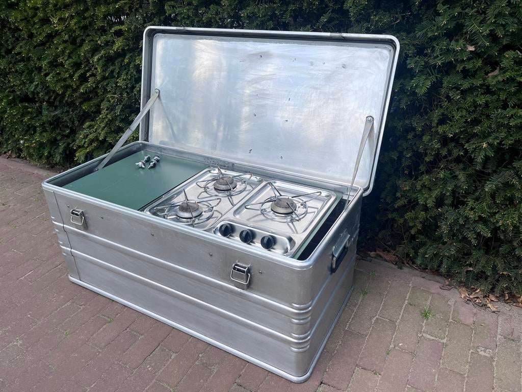 Veldkeuken - Kookkist - kampeerkeuken - camping keuken, Ophalen of Verzenden, Zo goed als nieuw