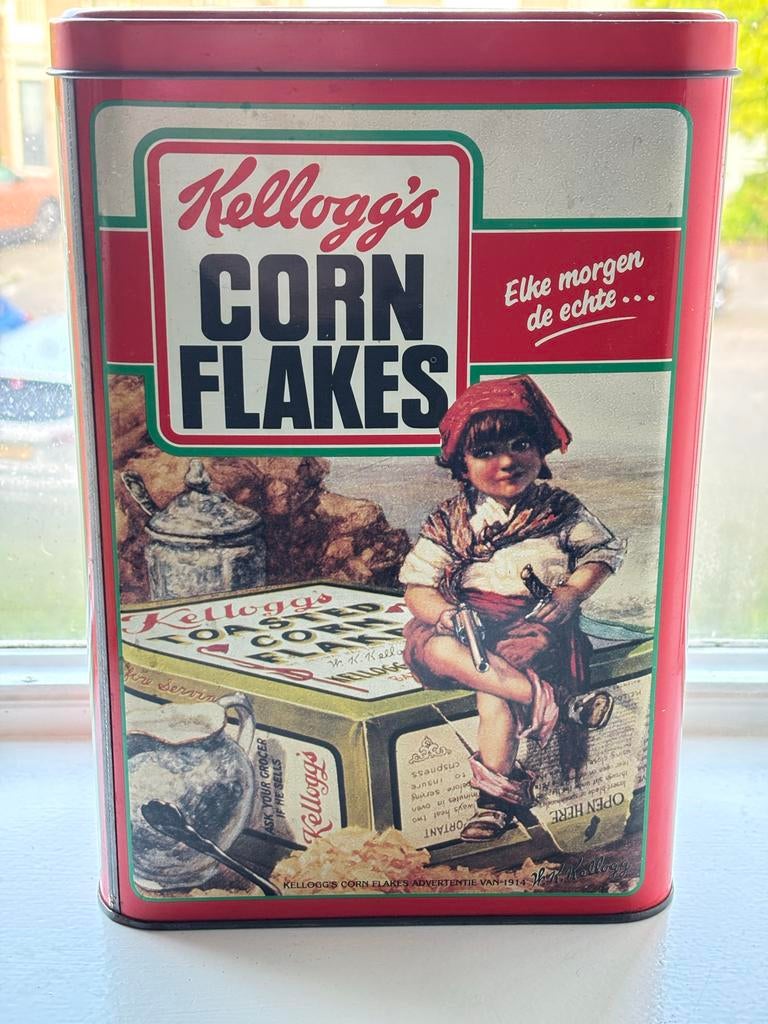 Vintage Kellogg's Corn Flakes Bewaarblik - Jaren '80/'90, Verzamelen, Blikken, Ophalen of Verzenden, Gebruikt, Overige, Overige merken