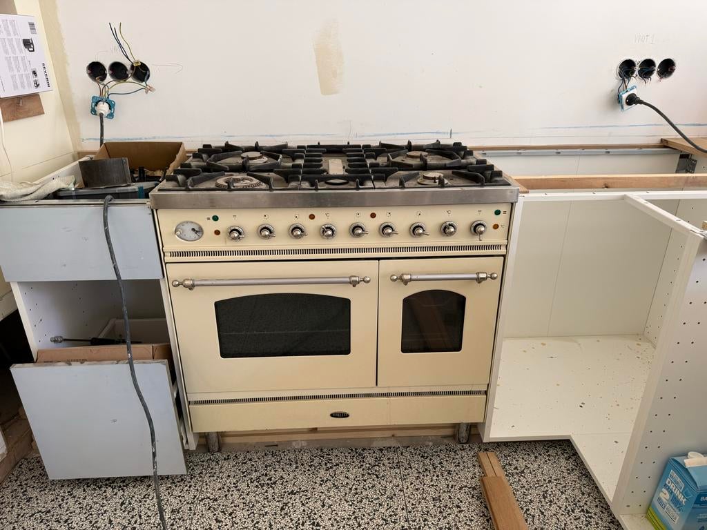 Boretti Fornuis met Dubbele Oven - Crème/RVS 90 cm, Witgoed en Apparatuur, Fornuizen, Ophalen, Gebruikt, 60 cm of meer, Gas