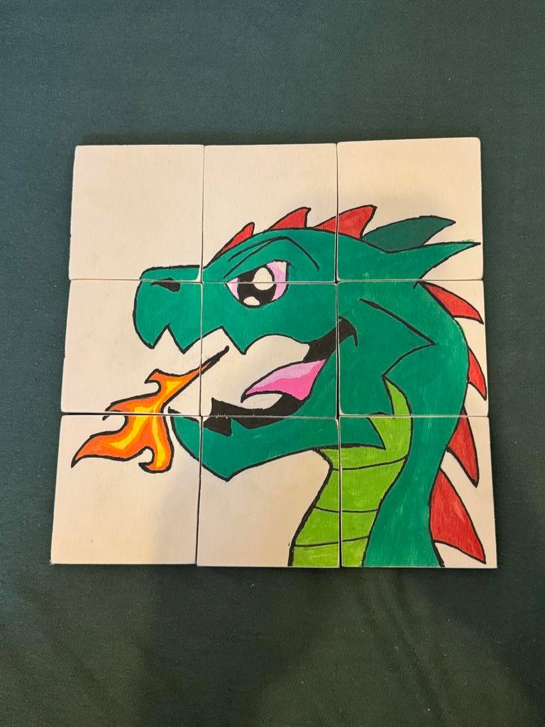 Handgemaakte draken tegelpuzzel, Ophalen of Verzenden, Minder dan 500 stukjes, Nieuw, Legpuzzel