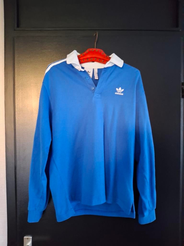 Adidas Originals Rugby Shirt - Blauw, Kleding | Heren, Maat 52/54 (L), Blauw, Ophalen of Verzenden, Zo goed als nieuw