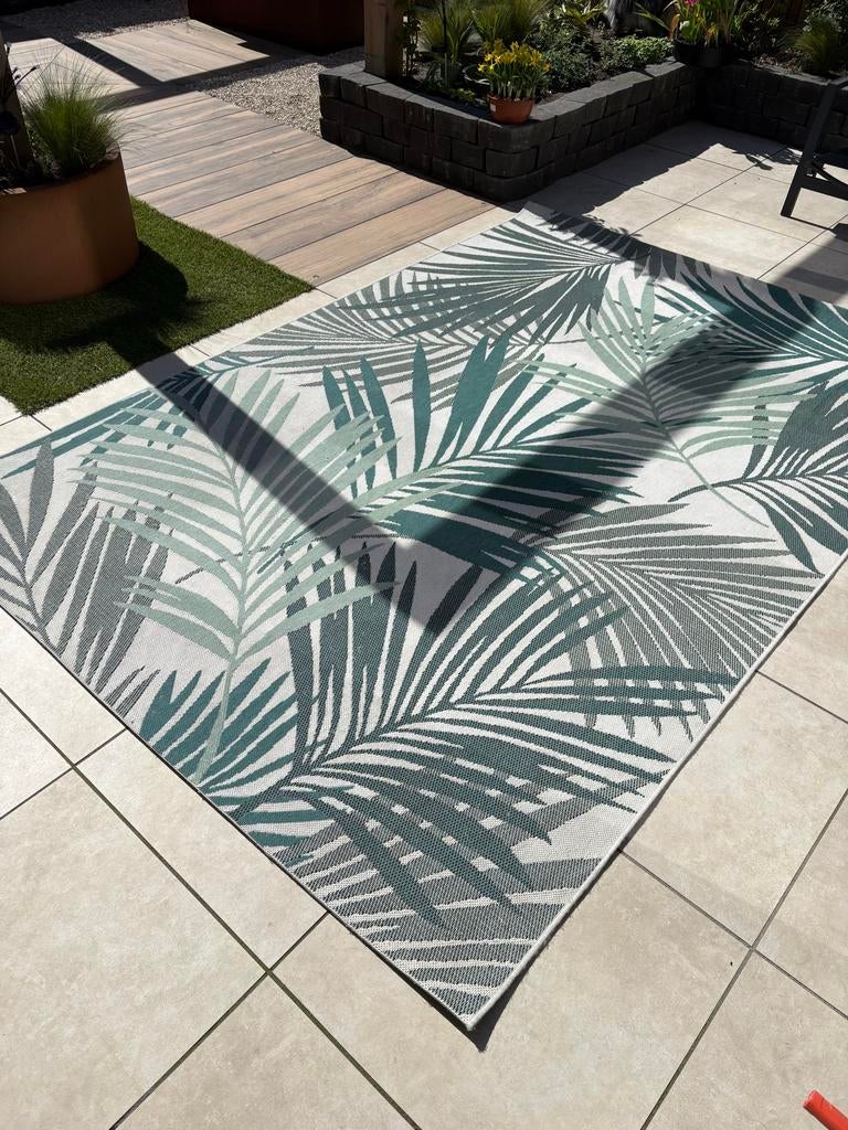 Mooi buitenkleed met palmbladprint, Ophalen of Verzenden, Zo goed als nieuw