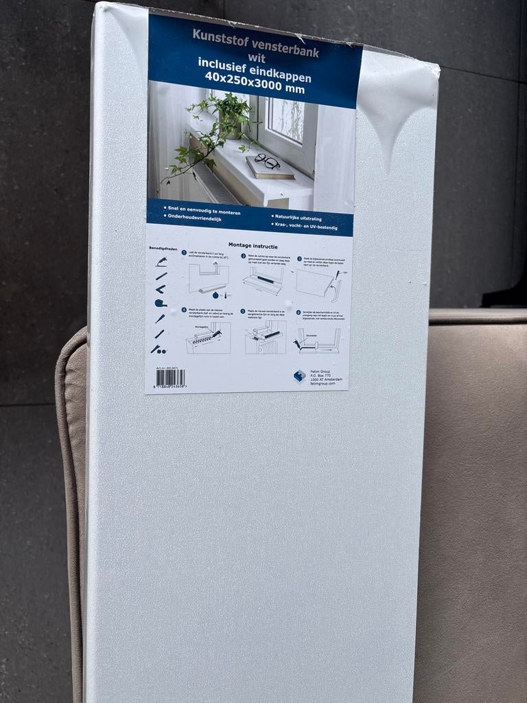 Nieuwe kunststof vensterbank wit 40x250x1480mm, Verzenden, Nieuw, Overige typen, Minder dan 80 cm