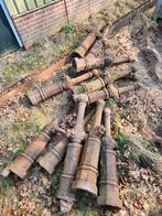 11 Oude ijzeren hekwerk paaltjes, Tuin en Terras, Tuinhekken en Hekwerk, Ophalen of Verzenden, Gebruikt, IJzer, Sierhekwerk