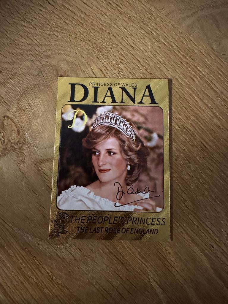 Prinses Lady Diana plastic goudfolie kaartje - 3, Verzamelen, Ophalen of Verzenden, Nieuw, Kaart, Foto of Prent