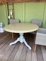 Ronde houten eettafel met bolpoot - Stijlvol en Compact, Ophalen, Gebruikt, 100 tot 150 cm, Rond