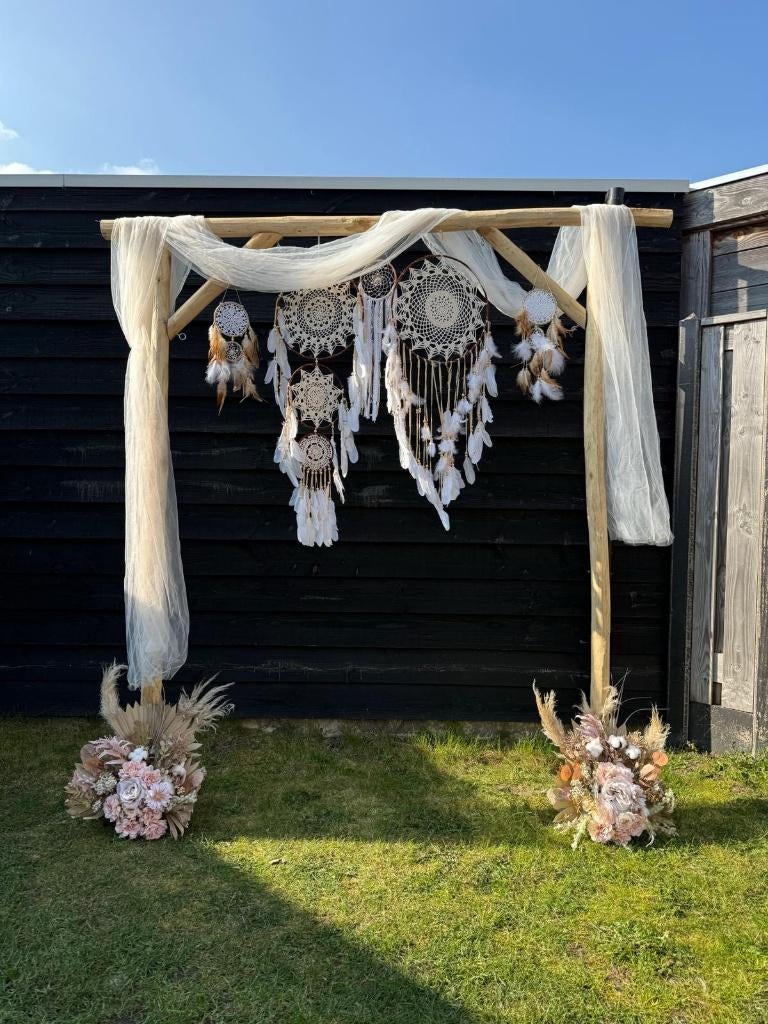 Mooie houten backdrop frame incl aankleding, Hobby en Vrije tijd, Ophalen, Zo goed als nieuw, Versiering, Geboorte of Huwelijk