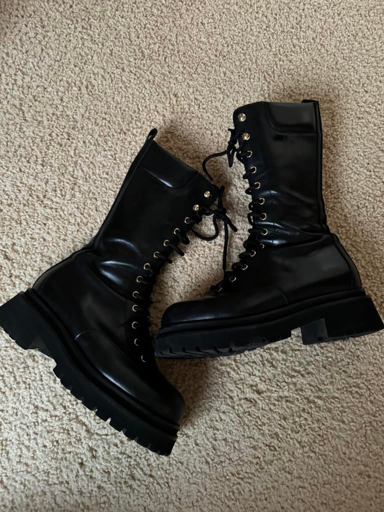 Nude of Scandinavia leren laarzen, Hoge laarzen, Zwart, Ophalen of Verzenden, Zo goed als nieuw