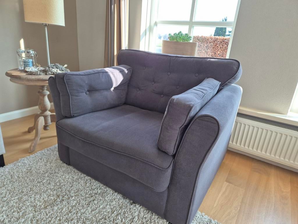 Loveseat donkergrijs landelijk, Ophalen, Gebruikt, Eenpersoons, 75 tot 100 cm