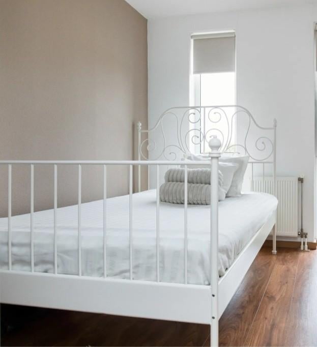 Ikea Leirvik bed 140x200 cm, Ophalen, Gebruikt, Wit, Tweepersoons