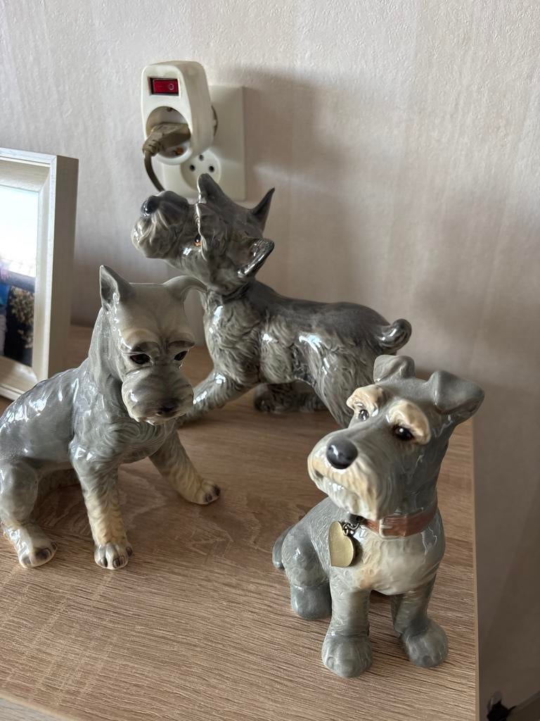 Set van 3 Vintage Goebel Schnauzer Beeldjes, Verzamelen, Beelden en Beeldjes, Ophalen, Gebruikt, Dier