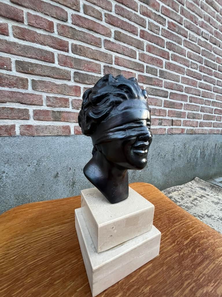 Beeld Vrouwe Justitia, Dea Bendata, Antiek en Kunst, Minder dan 20 cm, Ophalen of Verzenden, Beeld, Goud