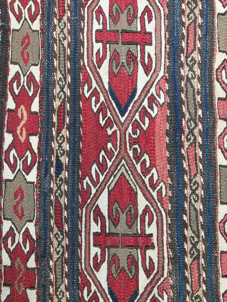 Handmade vintage oriental wool Kelim Soumak Kaukasus 38x48cm, Gebruikt, Minder dan 50 cm, Ophalen of Verzenden, Vintage, Traditioneel, Kelim