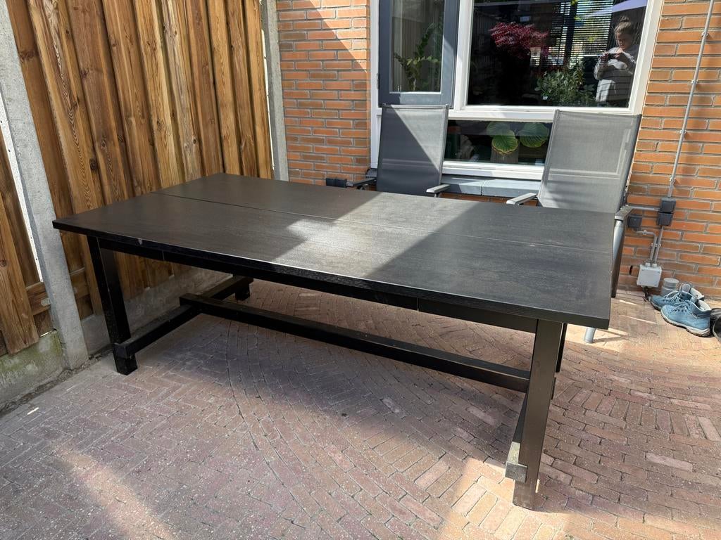 Zwarte verlengbare houten tafel - Ikea, Tuin en Terras, Ophalen, Gebruikt, Rechthoekig, Hout