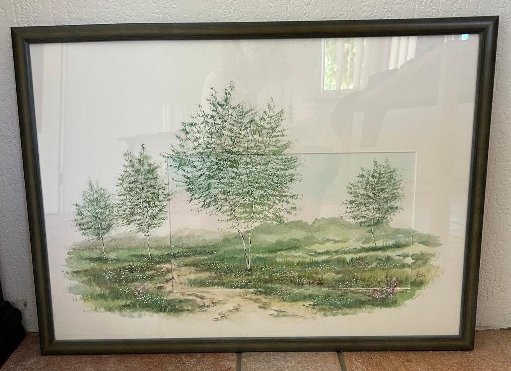 Aquarel Jan Thiele - Landschap met bomen, Antiek en Kunst, Kunst | Schilderijen | Klassiek, Ophalen