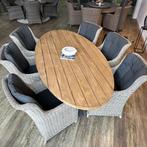 Ovale Teak Tuinset – 6 wicker stoelen – Goede staat, Tuin en Terras, Tuinsets en Loungesets, ., Teakhout, Ophalen of Verzenden