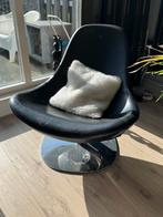 2 zwart leren Tirup stoelen, Ikea, Ophalen of Verzenden, Zo goed als nieuw, Leer, 50 tot 75 cm