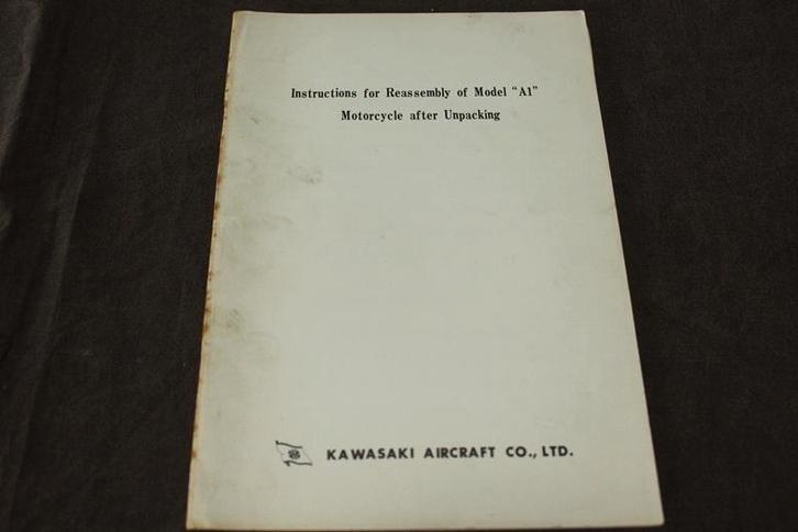 Kawasaki A1 250cc 1966 reassembly manual after unpacking, Motoren, Handleidingen en Instructieboekjes, Kawasaki, Ophalen of Verzenden