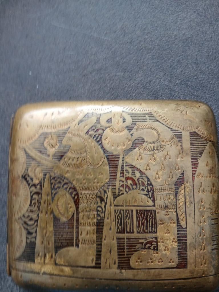 Antiek Egyptische sigarettendoosje koper, Antiek en Kunst, Ophalen, Koper