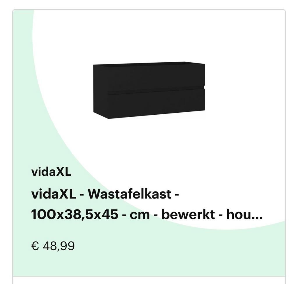 vidaXL Wastafel onderkast zwart 100x38,5x45 cm, Huis en Inrichting, Ophalen, 100 tot 150 cm, Nieuw, 50 tot 100 cm