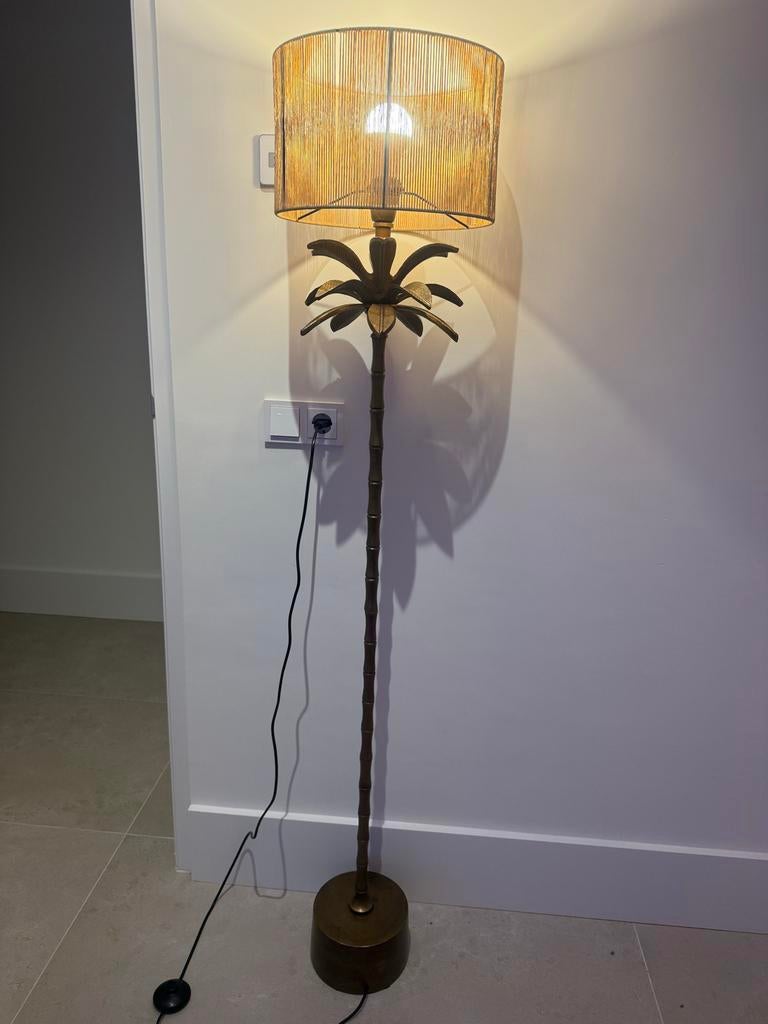 Sfeerlamp op voet palmboom - Tropische vloerlamp, Ophalen of Verzenden, Zo goed als nieuw, Metaal, 150 tot 200 cm