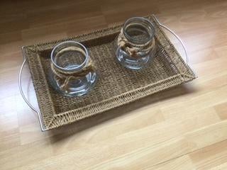 rieten dienblad, Ophalen, Gebruikt, Rechthoekig, Overige materialen