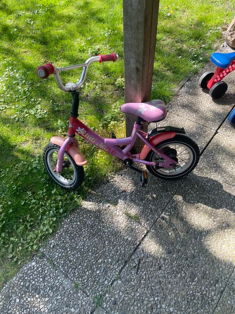 Leuke roze meisjes kinderfiets - Little Miss Popal, Terugtraprem, Gebruikt, 14 inch of minder, Ophalen of Verzenden