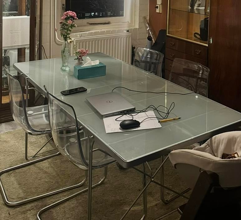 Vintage Niels Gammelgaard ikea eettafel retro, Ophalen, Gebruikt, 50 tot 100 cm, Glas