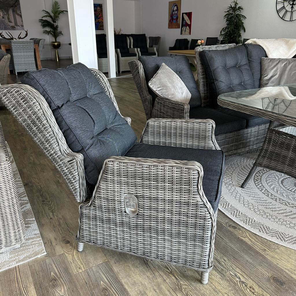Strakke Wicker Tuinset — Loungeset / ZGAN TWV: €2.250,-, Tuin en Terras, Tuinsets en Loungesets, ., Ophalen of Verzenden, Zo goed als nieuw