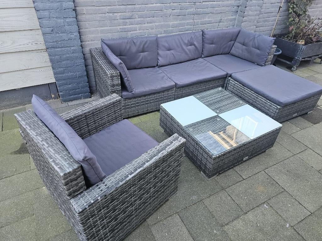 Loungeset, Tuin en Terras, Tuinsets en Loungesets, Ophalen, Gebruikt, 5 zitplaatsen, Loungeset