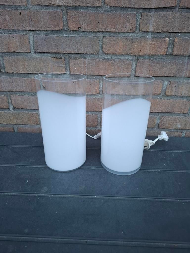 2 prachtige vintage tafel lampen murano glas, Ophalen of Verzenden, Zo goed als nieuw, Glas