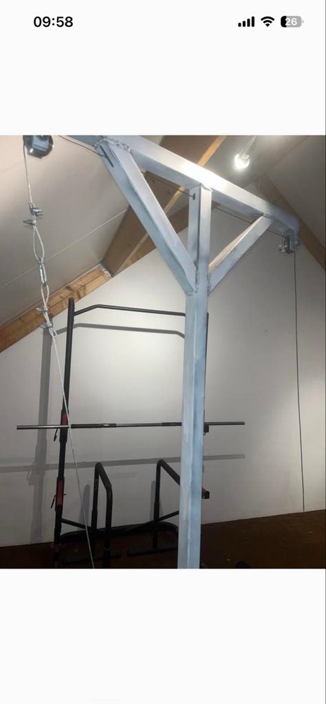 Home gym bench press, squat rek, cable machine, Ophalen of Verzenden, Gebruikt, Borst, Fitnessbank