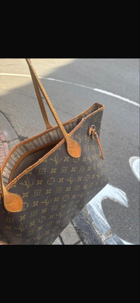 Louis Vuitton Neverfull MM Monogram Origineel, Verzenden, Gebruikt, Bruin, Shopper