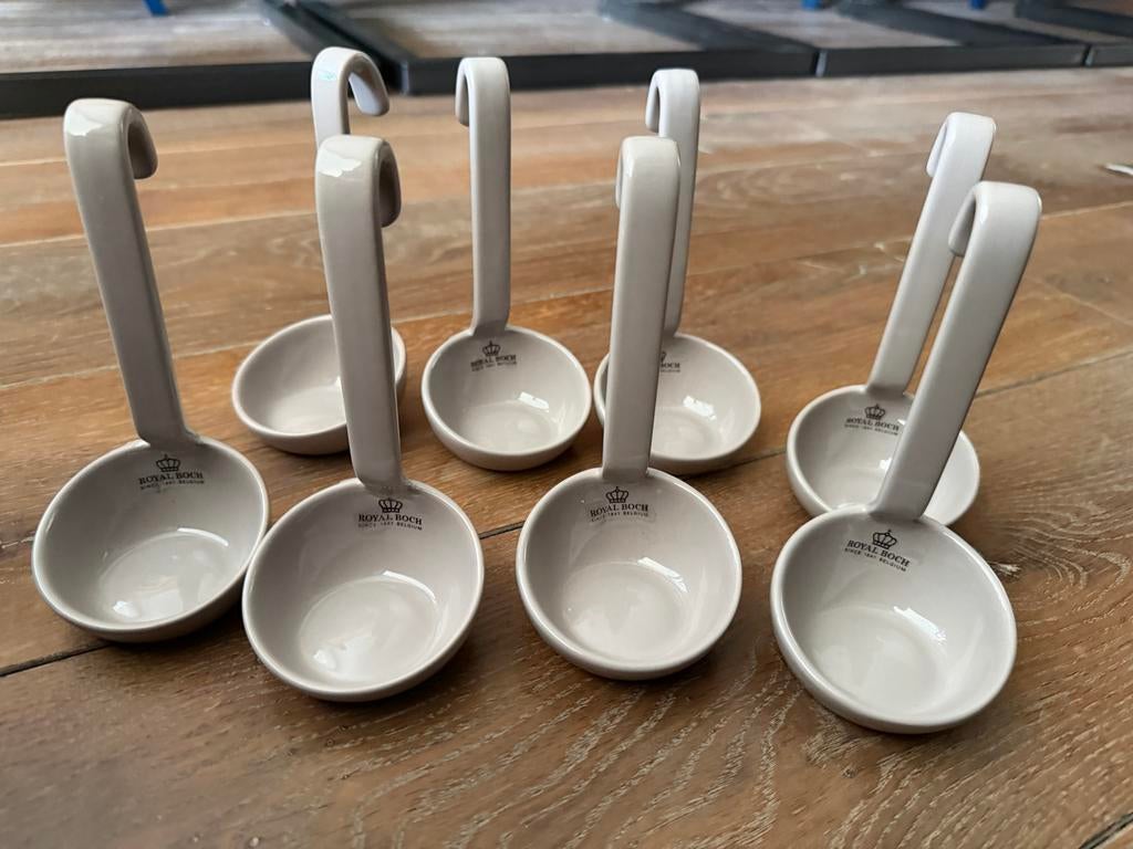 8 Royal Boch lepels, taupe, Keramiek, Overige typen, Nieuw, Ophalen of Verzenden