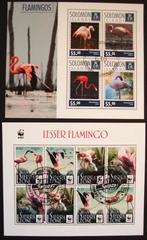 - 589 - 2 Mooie blokken met 12 Flamingo's zegels., Postzegels en Munten, Verzenden, Gestempeld, Dier of Natuur