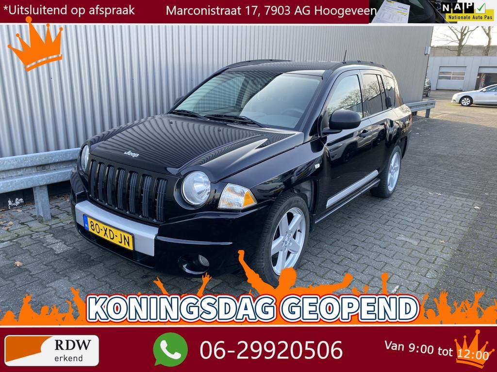 Jeep Compass 2.4 Limited Leer, A/C, Stoelvw, CC, PDC, LM, Tr, Auto's, Jeep, 450 kg, Gebruikt, 4 cilinders, 1435 kg