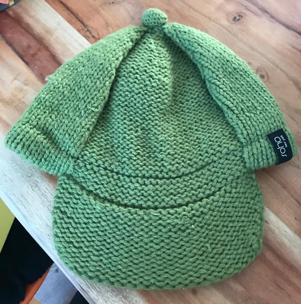 Soho New York groene muts gebreide pet beanie met klep visor, Pet, Soho, Nieuw, One size fits all