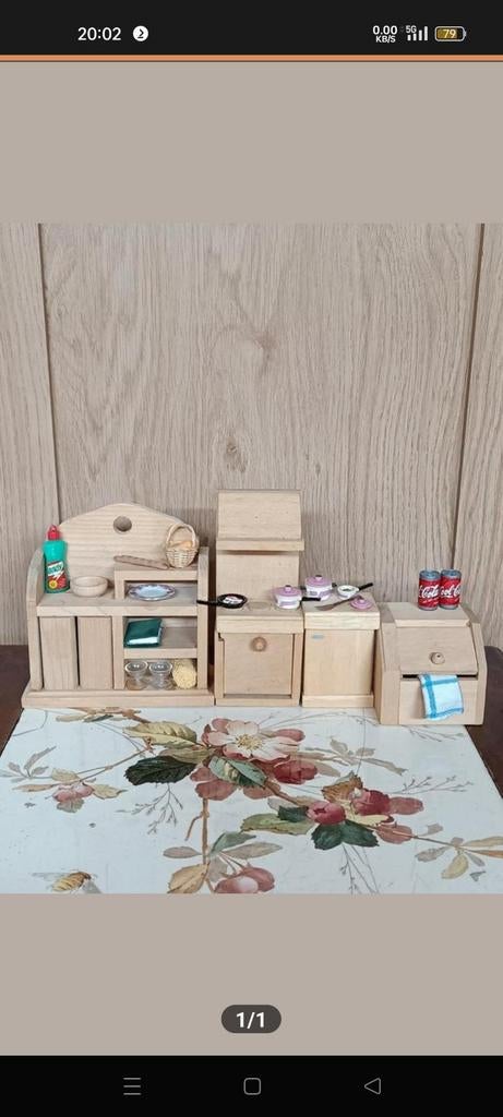 Mooi houten keuken set poppenhuis, Verzamelen, Ophalen of Verzenden, Gebruikt, Poppenhuis