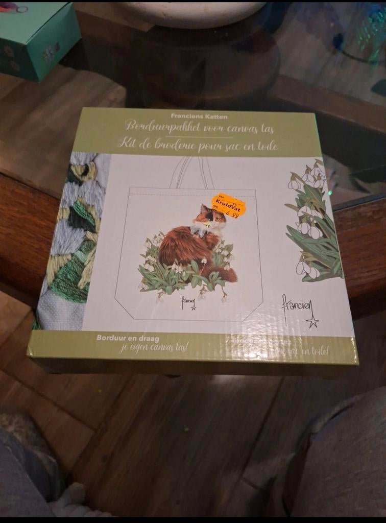 Borduurpakket Franciens Katten Canvas Tas, Ophalen of Verzenden
