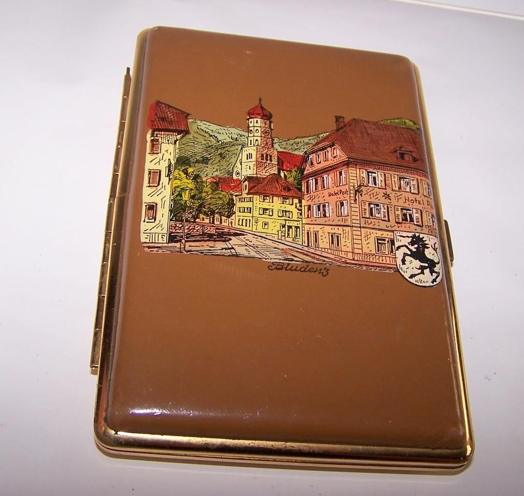 Vintage Bludenz Oostenrijk leren sigarettenkoker. Izgs., Ophalen of Verzenden, Zo goed als nieuw, Tabaksdoos of Verpakking