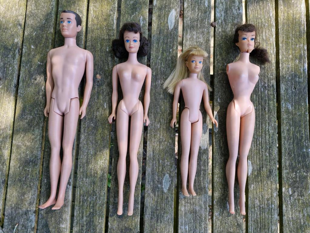 Vintage Barbies jaren '60: Barbie, Midge, Ken en Skipper, Ophalen of Verzenden, Gebruikt, Barbie