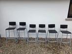 6 Stig Barstoelen - Zwart/Staal, 60 tot 90 cm, Ophalen of Verzenden, Metaal, Gebruikt