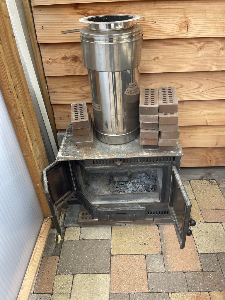 Openhaard inclusief afzuiging en diverse onderdelen, Ophalen, Gebruikt, Vrijstaande haard, Houthaard