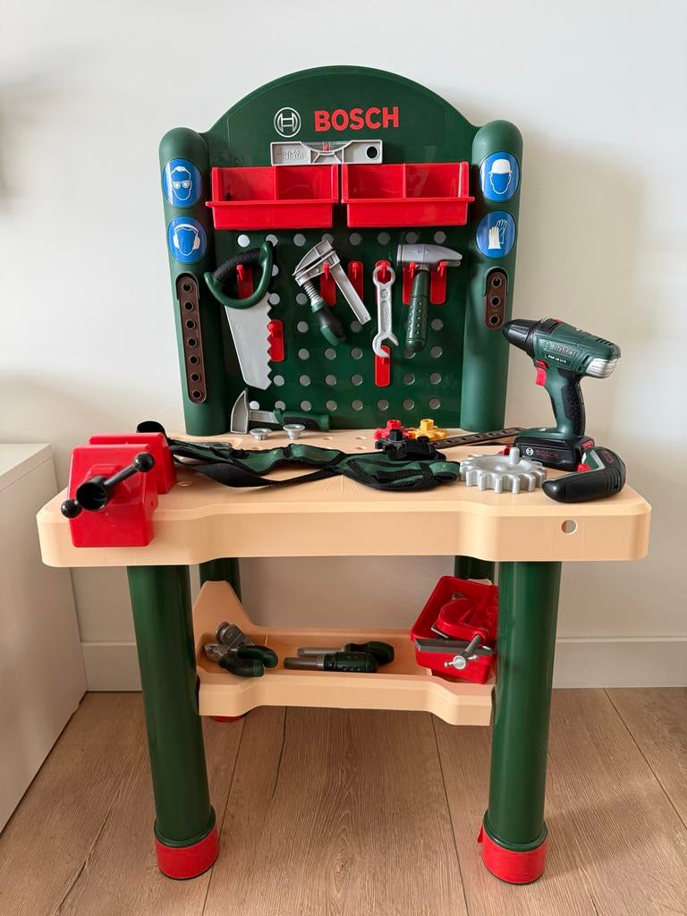 Bosch speelgoed gereedschaptafel met toebehoren, Ophalen, Gebruikt, Jongen of Meisje
