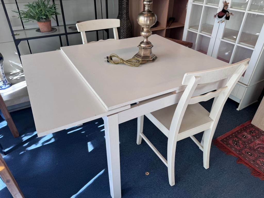 witte eettafel uitschuifbaar Schatkamer, Huis en Inrichting, Tafels | Eettafels, Ophalen, 50 tot 100 cm, X, 150 tot 200 cm