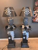 Twee lampen op zuil met decoratie., Ophalen, Overige materialen, Gebruikt, Erik Kuster