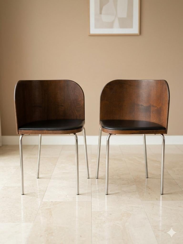 Vintage retro ikea Zweedse design stoelen Fusion bruin, Huis en Inrichting, Gebruikt, Twee, Hout, Bruin