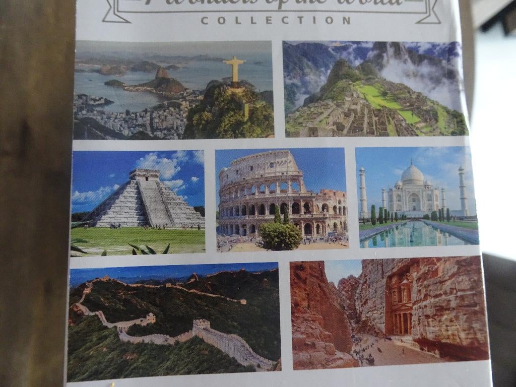 7x legpuzzel in 1 doos , 7 wonders of the world ,7x 1000 st, Ophalen of Verzenden, 500 t/m 1500 stukjes, Gebruikt, Legpuzzel