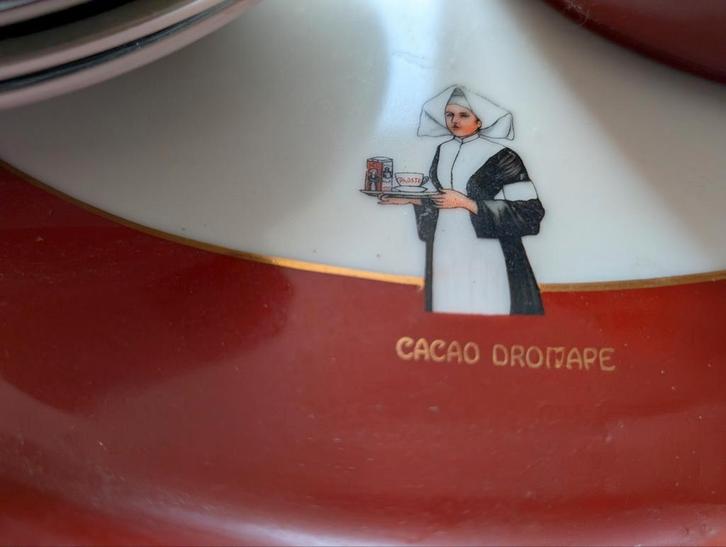 Droste Cacao Servies: 3 Kop en Schotels, Pot, Dienblad, Antiek en Kunst, Antiek | Porselein, Ophalen of Verzenden
